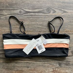 L*Space Rebel Stripe bandeau bikini top